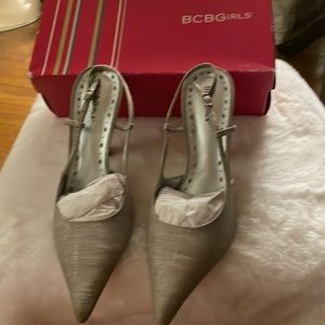 Linen bareback heels